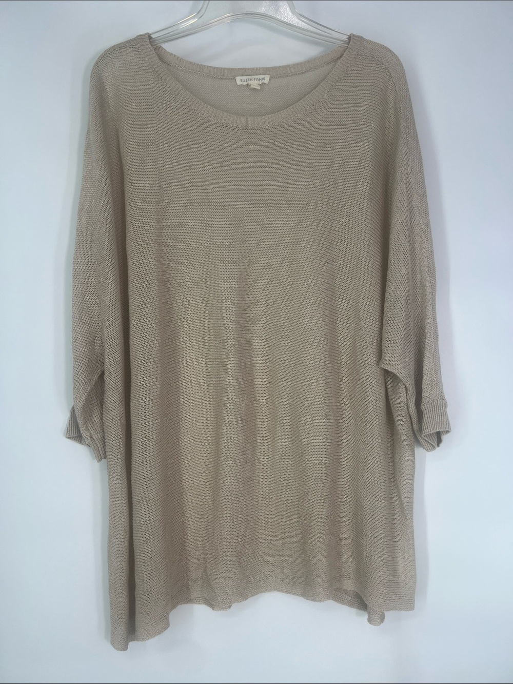Eileen Fisher Oversized Linen-Blend Knit Tunic in Taupe-Beige